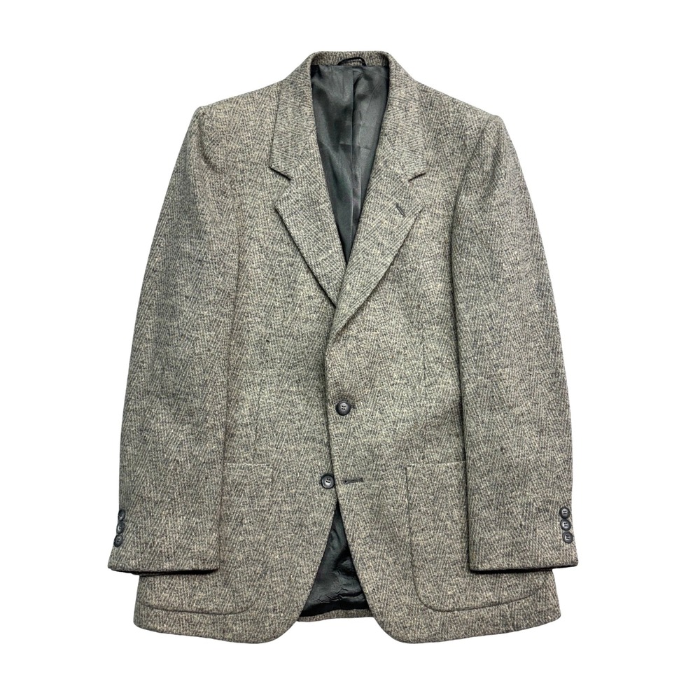 vtg Daniel Hechter 38R Gray Tweed Blazer Jacket Sport Suit Coat 100% Wool